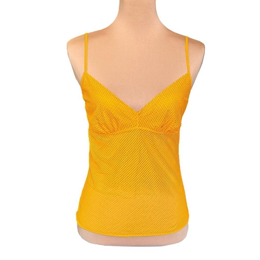 Vintage Y2K COSABELLA Cami Top Sz.L Orange Mesh Lace Sheer Babydoll Summer Rave